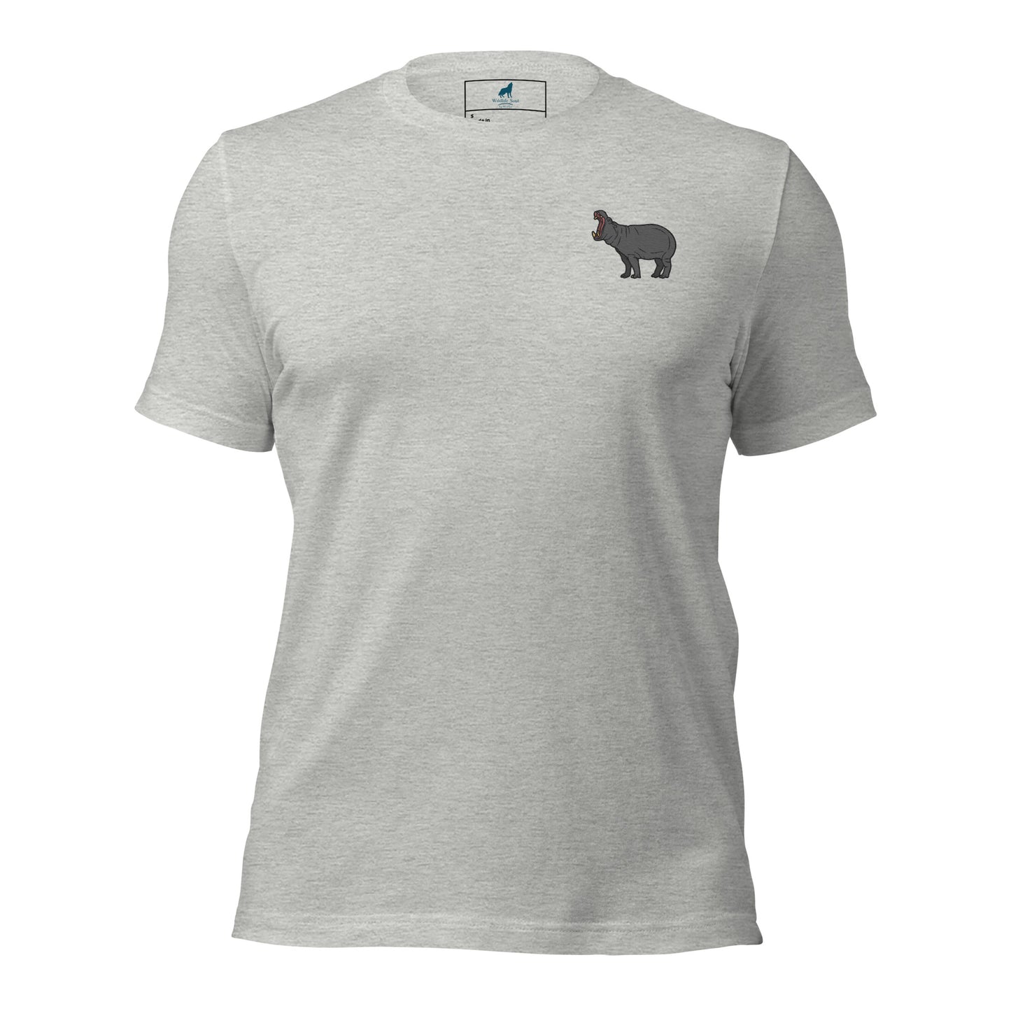 Hippopotamus Cotton T-Shirt - Embroidered - Wildlife Soul Hippopotamus Cotton T-Shirt - Embroidered