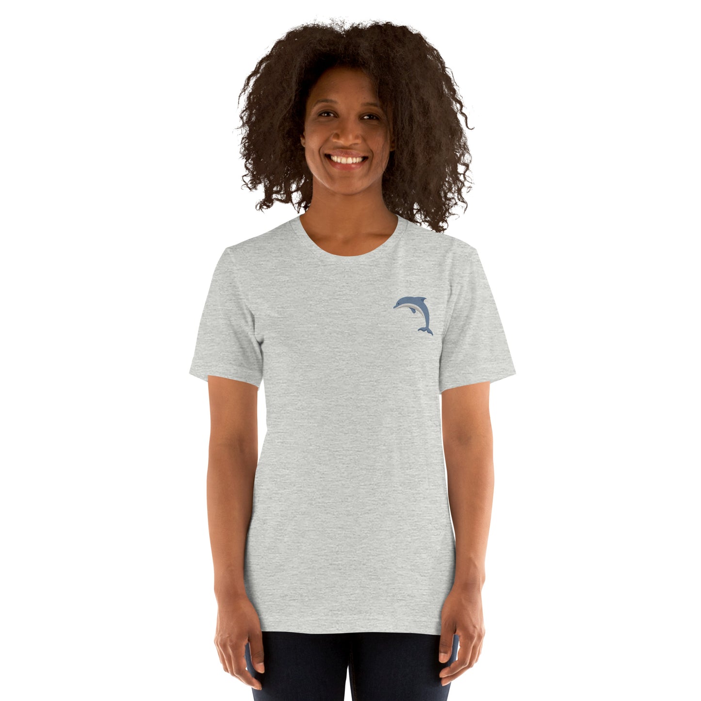 Dolphin Cotton T-Shirt - Embroidered - Wildlife Soul Dolphin Cotton T-Shirt - Embroidered