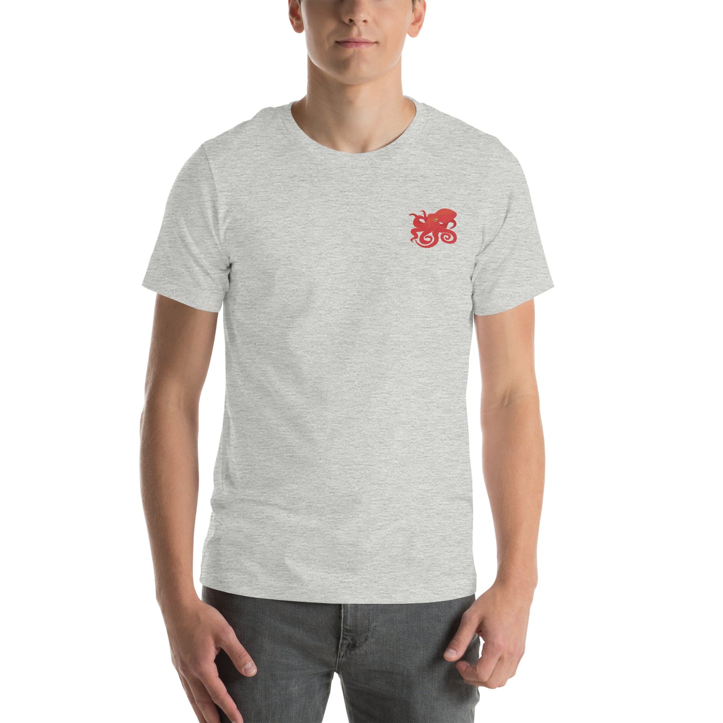 Octopus Cotton T-Shirt - Embroidered - Wildlife Soul Octopus Cotton T-Shirt - Embroidered