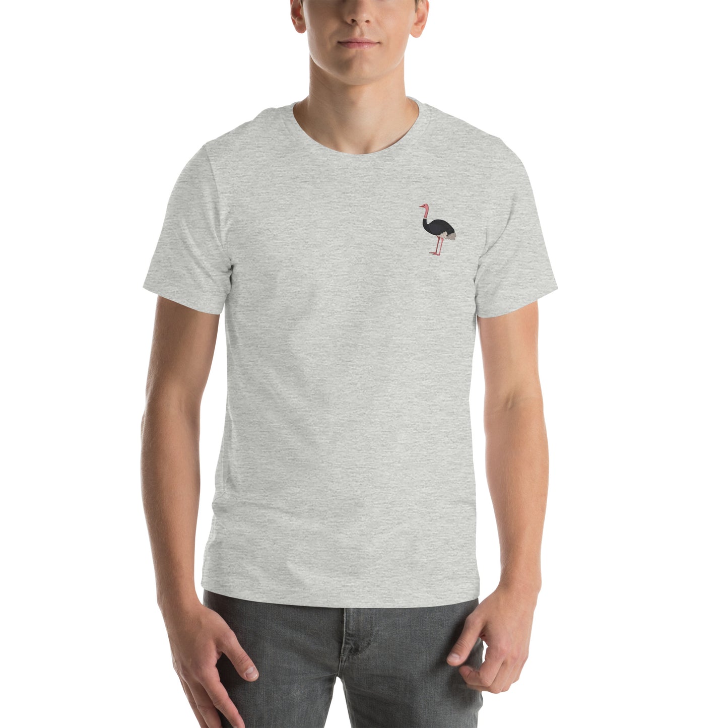 Ostrich Cotton T-Shirt - Embroidered - Wildlife Soul Ostrich Cotton T-Shirt - Embroidered
