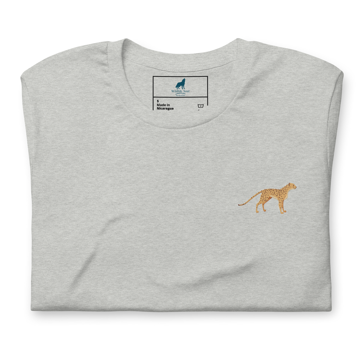 Cheetah Cotton T-Shirt - Embroidered - Wildlife Soul Cheetah Cotton T-Shirt - Embroidered