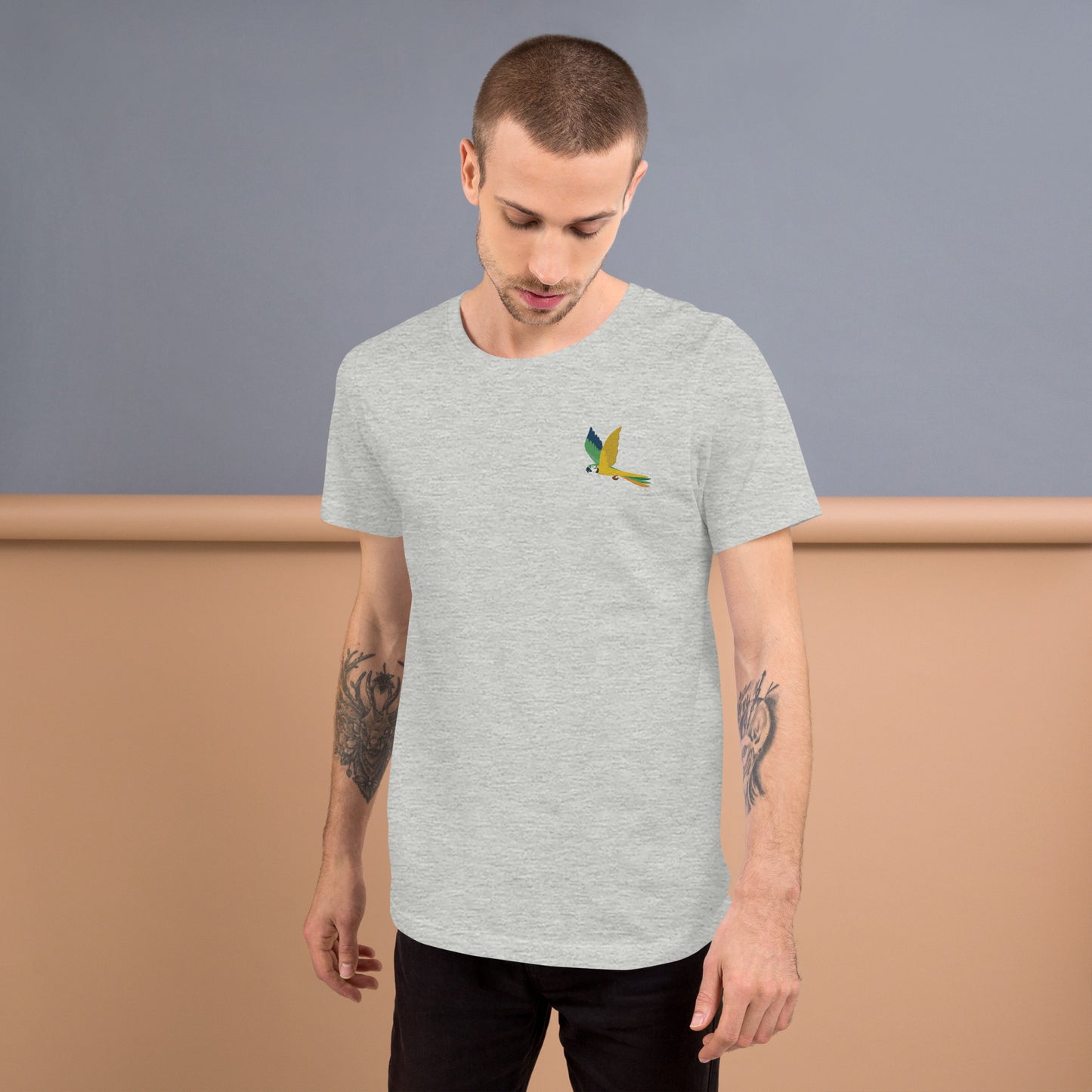 Parrot Cotton T-Shirt - Embroidered - Wildlife Soul Parrot Cotton T-Shirt - Embroidered