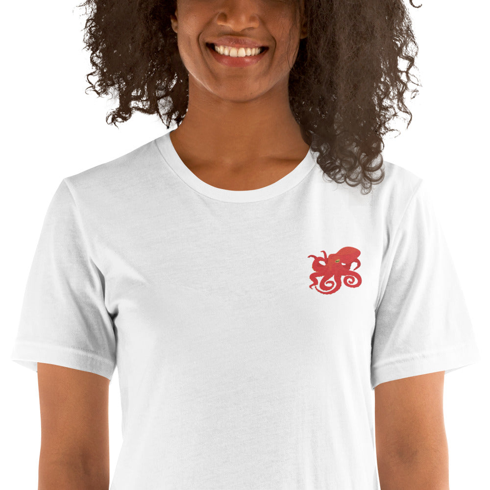 Octopus Cotton T-Shirt - Embroidered - Wildlife Soul Octopus Cotton T-Shirt - Embroidered