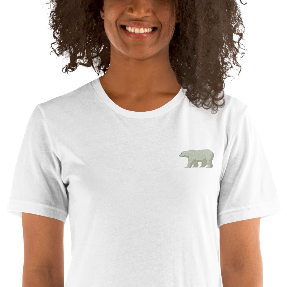 White Bear Cotton T-Shirt - Embroidered - Wildlife Soul White Bear Cotton T-Shirt - Embroidered