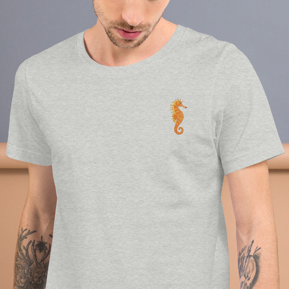 Seahorse Cotton T-Shirt - Embroidered - Wildlife Soul Seahorse Cotton T-Shirt - Embroidered