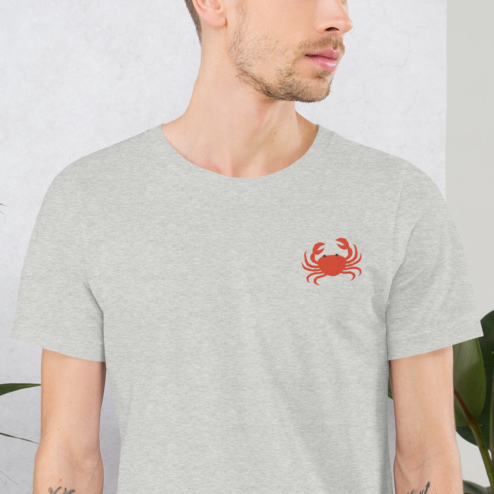 Crab Cotton T-Shirt - Embroidered - Wildlife Soul Crab Cotton T-Shirt - Embroidered