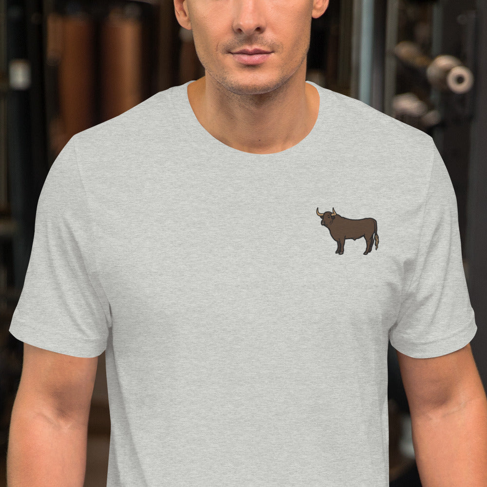 Bull Cotton T-Shirt - Embroidered - Wildlife Soul Bull Cotton T-Shirt - Embroidered