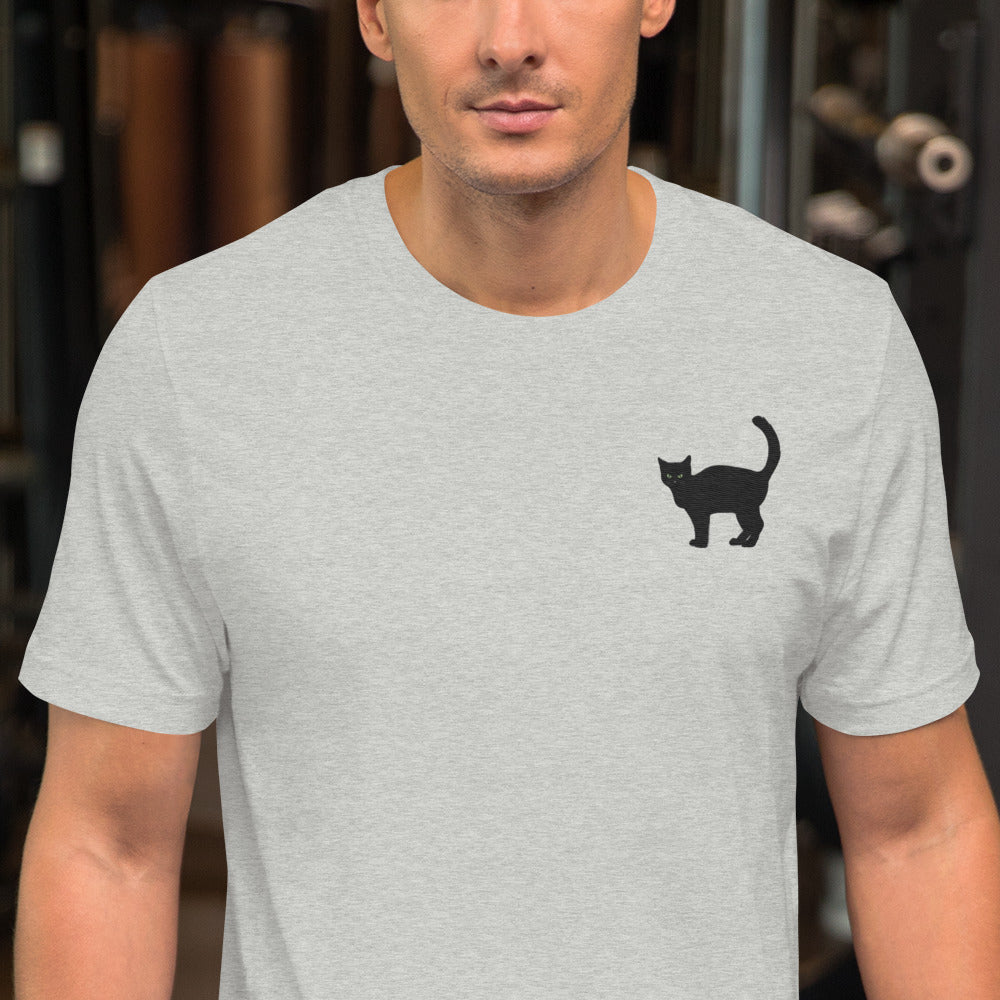 Black Cat T-Shirt - Embroidered - Wildlife Soul Black Cat T-Shirt - Embroidered