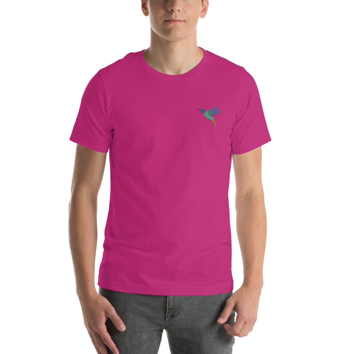 Hummingbird Cotton T-Shirt - Embroidered - Wildlife Soul Hummingbird Cotton T-Shirt - Embroidered