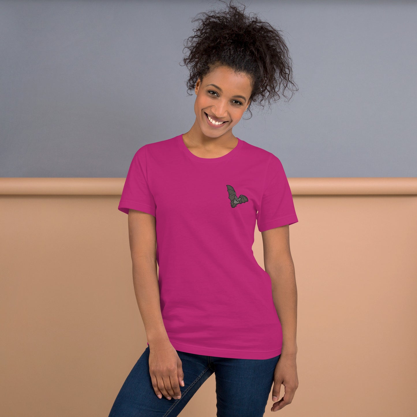 Bat Cotton T-Shirt - Embroidered - Wildlife Soul Bat Cotton T-Shirt - Embroidered
