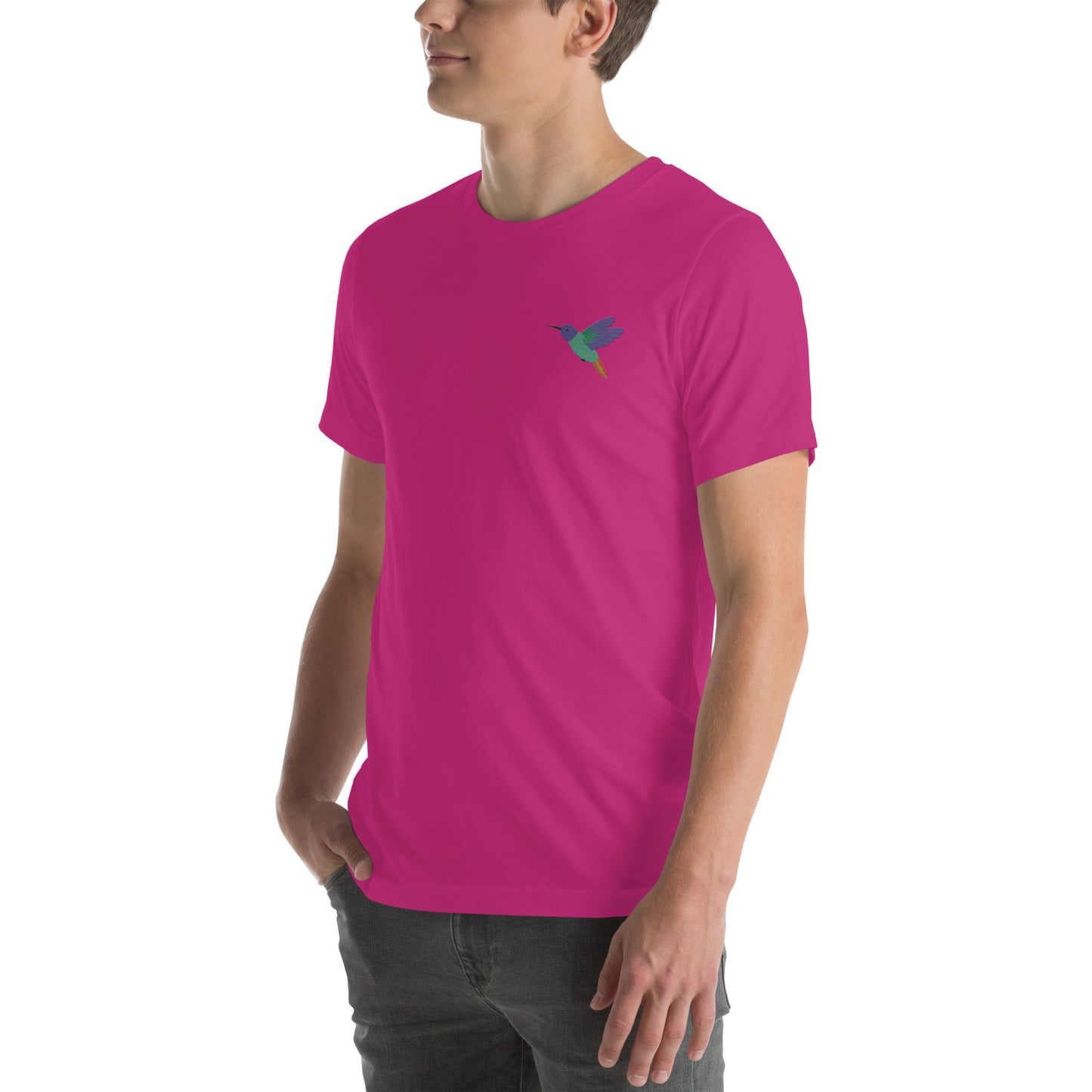 Hummingbird Cotton T-Shirt - Embroidered - Wildlife Soul Hummingbird Cotton T-Shirt - Embroidered