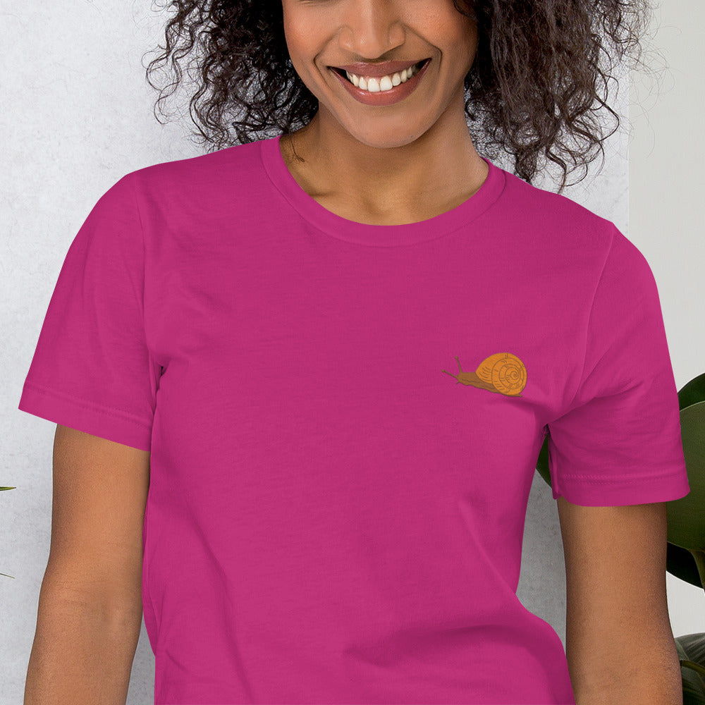 Snail Cotton T-Shirt - Embroidered - Wildlife Soul Snail Cotton T-Shirt - Embroidered