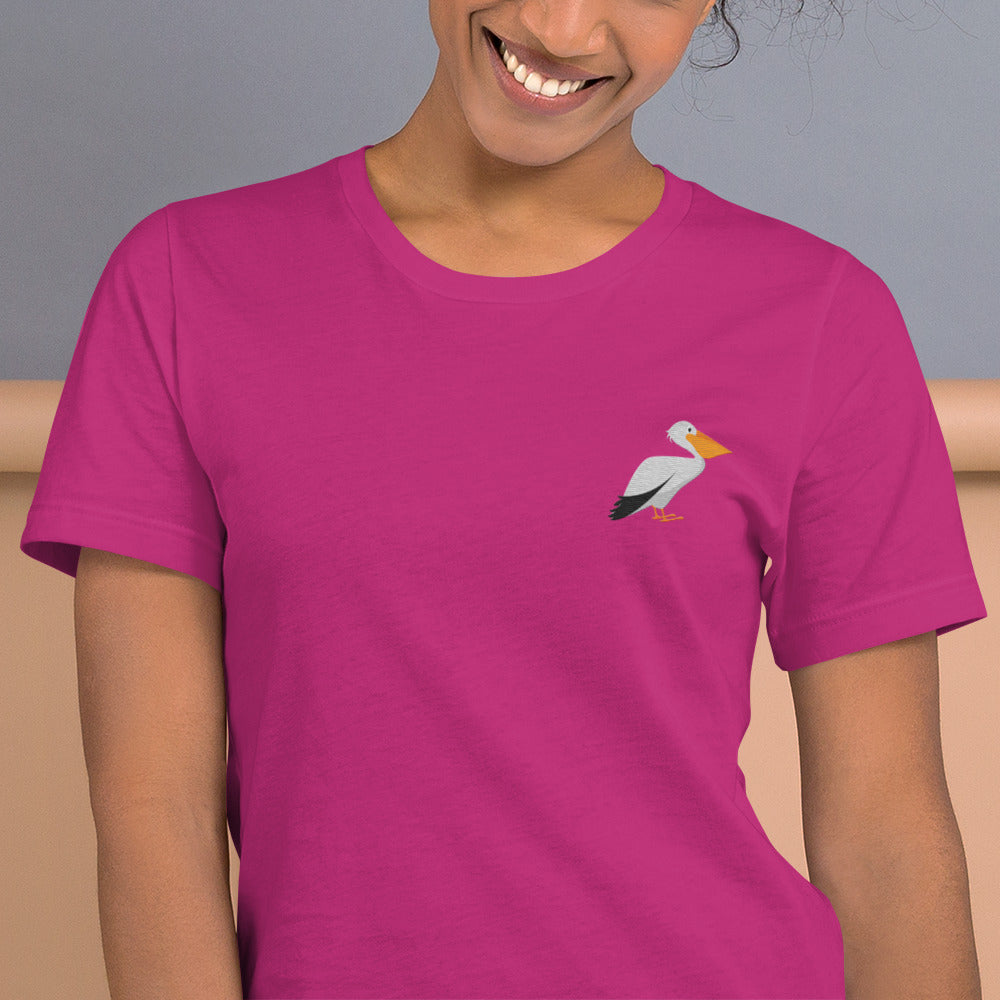 Pelican Cotton T-Shirt - Embroidered - Wildlife Soul Pelican Cotton T-Shirt - Embroidered