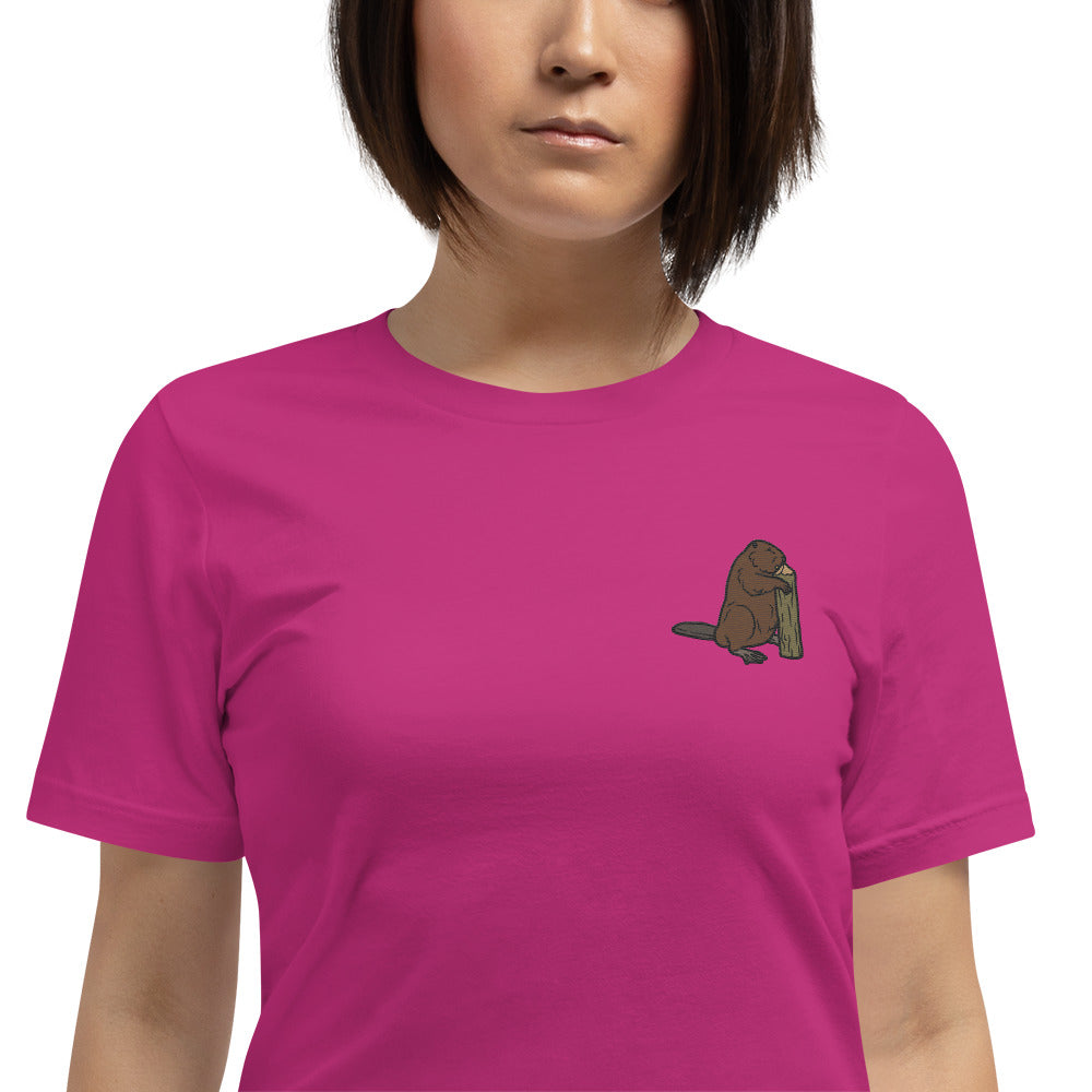 Beaver Cotton T-Shirt - Embroidered - Wildlife Soul Beaver Cotton T-Shirt - Embroidered