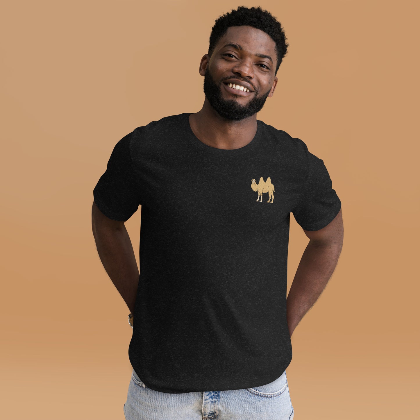 Camel Cotton T-Shirt - Embroidered - Wildlife Soul Camel Cotton T-Shirt - Embroidered
