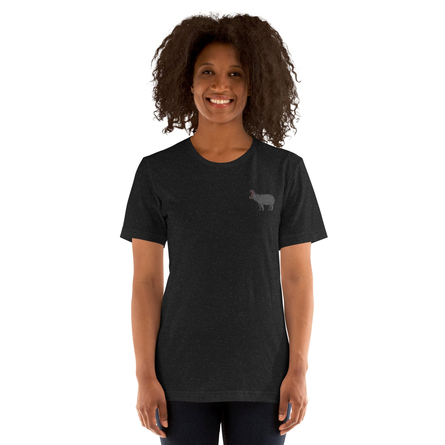 Hippopotamus Cotton T-Shirt - Embroidered - Wildlife Soul Hippopotamus Cotton T-Shirt - Embroidered