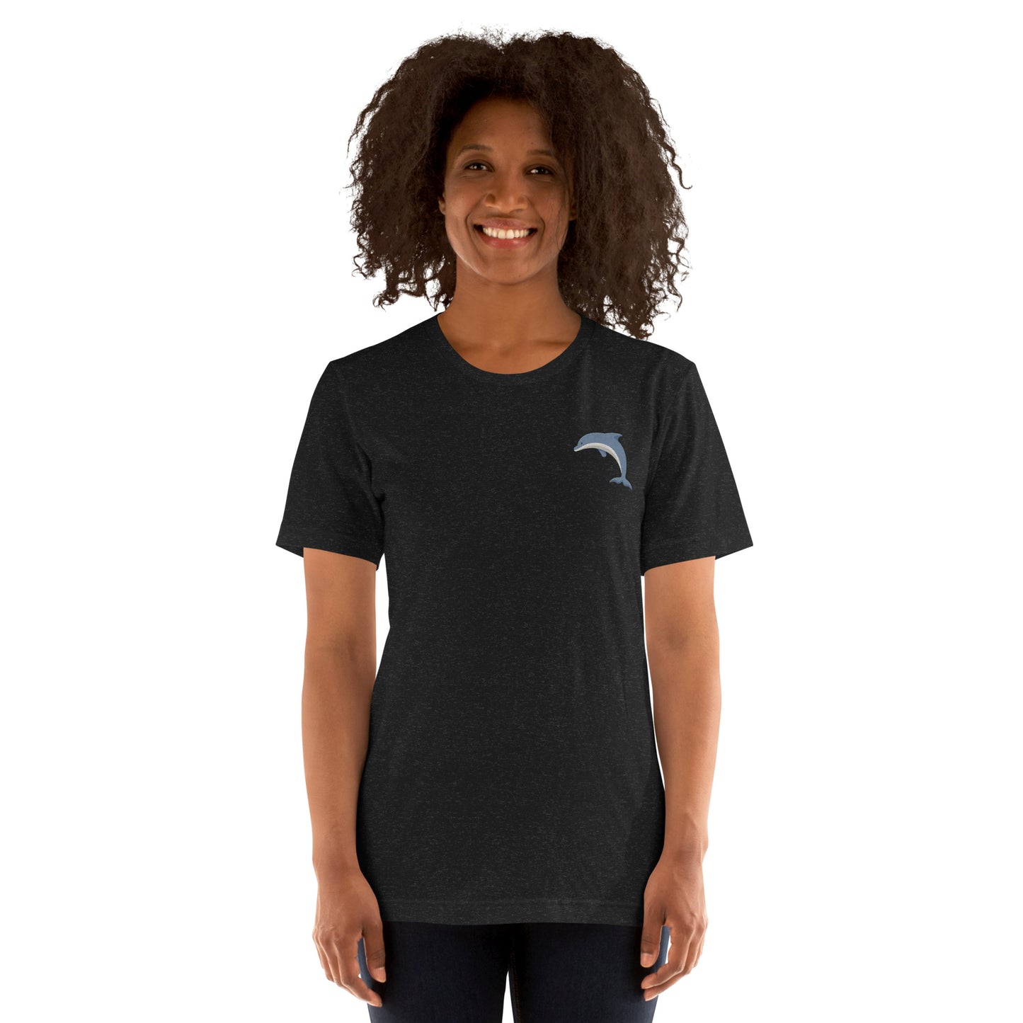 Dolphin Cotton T-Shirt - Embroidered - Wildlife Soul Dolphin Cotton T-Shirt - Embroidered