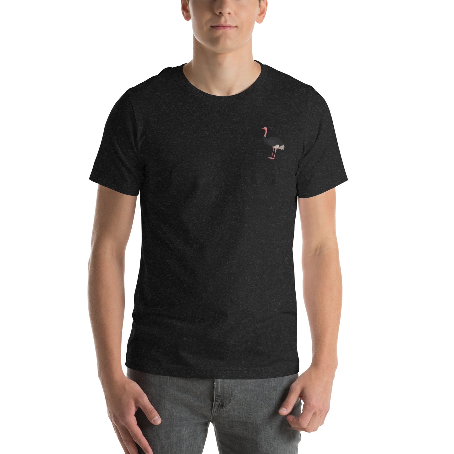 Ostrich Cotton T-Shirt - Embroidered - Wildlife Soul Ostrich Cotton T-Shirt - Embroidered