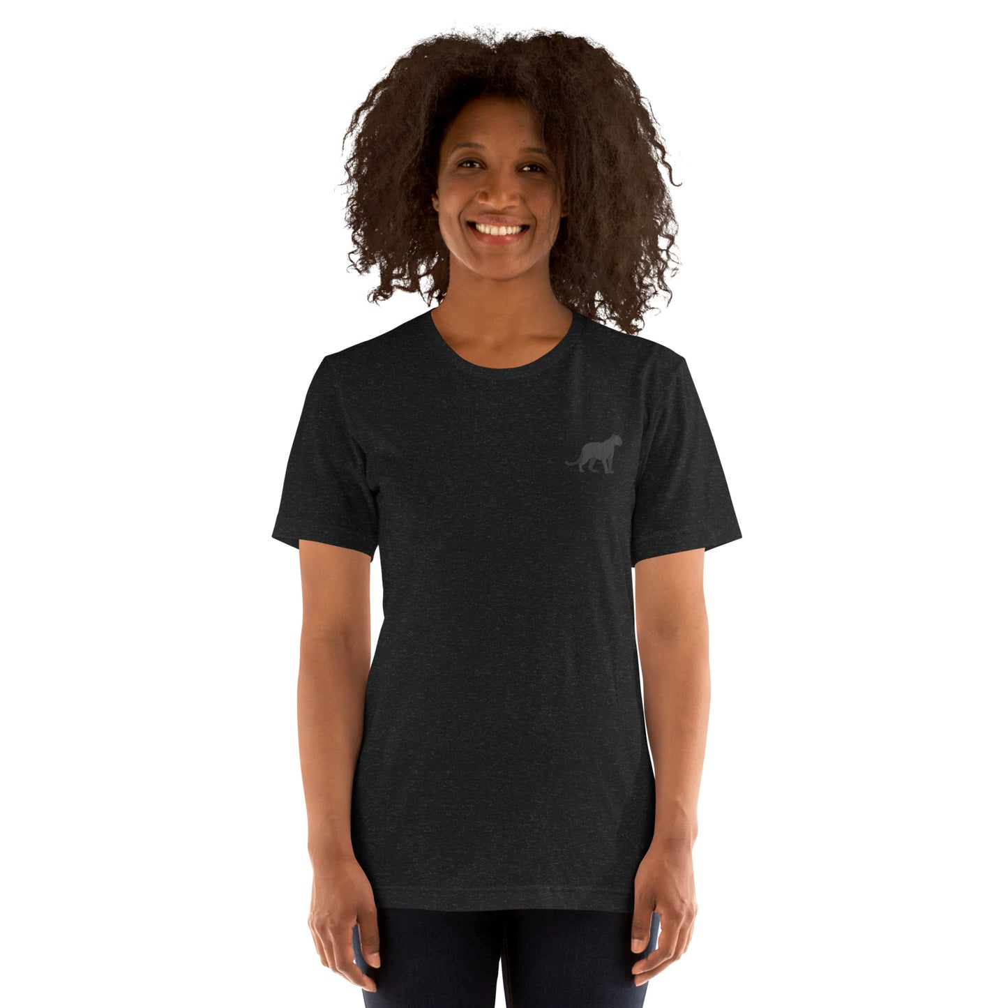 Panther Cotton T-Shirt - Embroidered - Wildlife Soul Panther Cotton T-Shirt - Embroidered