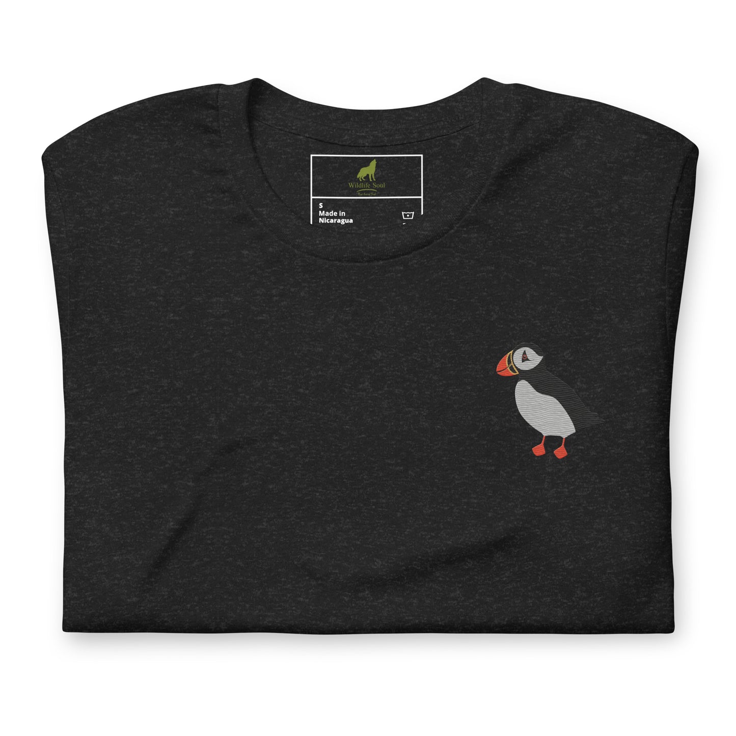 Puffin Cotton T-Shirt - Embroidered - Wildlife Soul Puffin Cotton T-Shirt - Embroidered