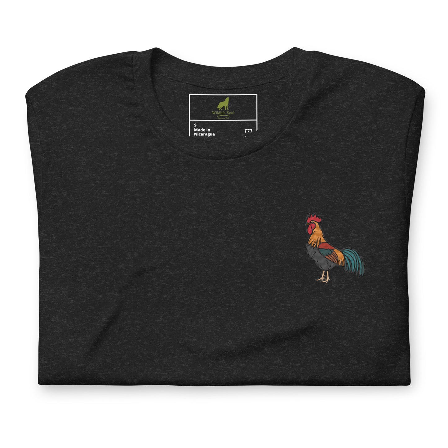 Rooster Cotton T-Shirt - Embroidered - Wildlife Soul Rooster Cotton T-Shirt - Embroidered