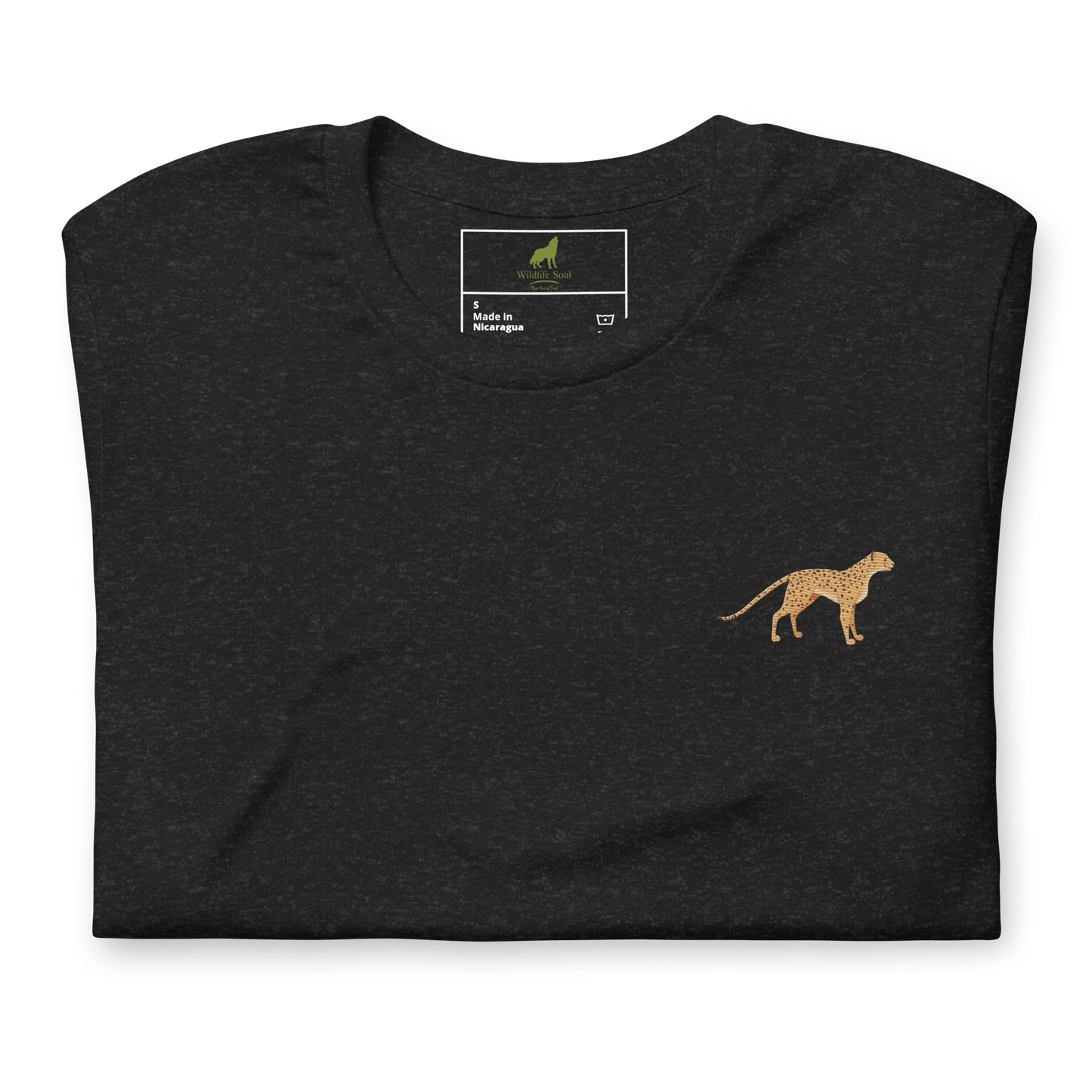 Cheetah Cotton T-Shirt - Embroidered - Wildlife Soul Cheetah Cotton T-Shirt - Embroidered