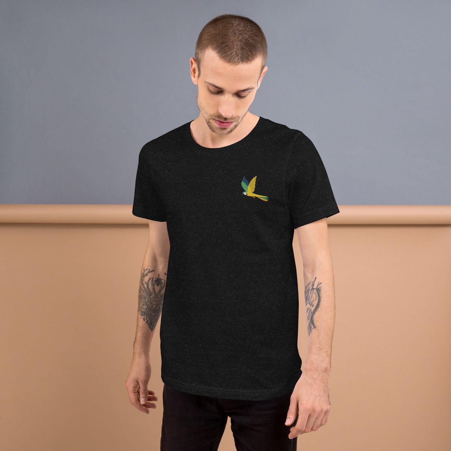 Parrot Cotton T-Shirt - Embroidered - Wildlife Soul Parrot Cotton T-Shirt - Embroidered