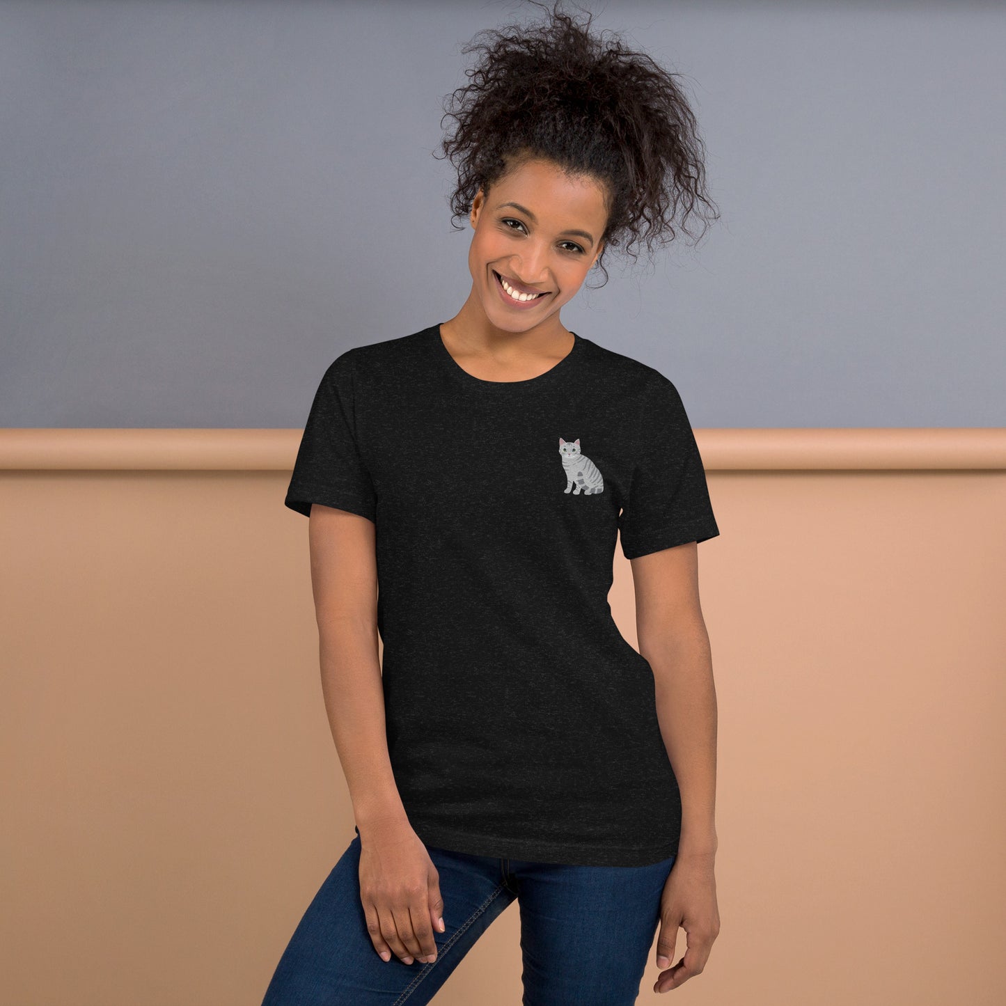 Grey Cat T-Shirt - Embroidered - Wildlife Soul Grey Cat T-Shirt - Embroidered