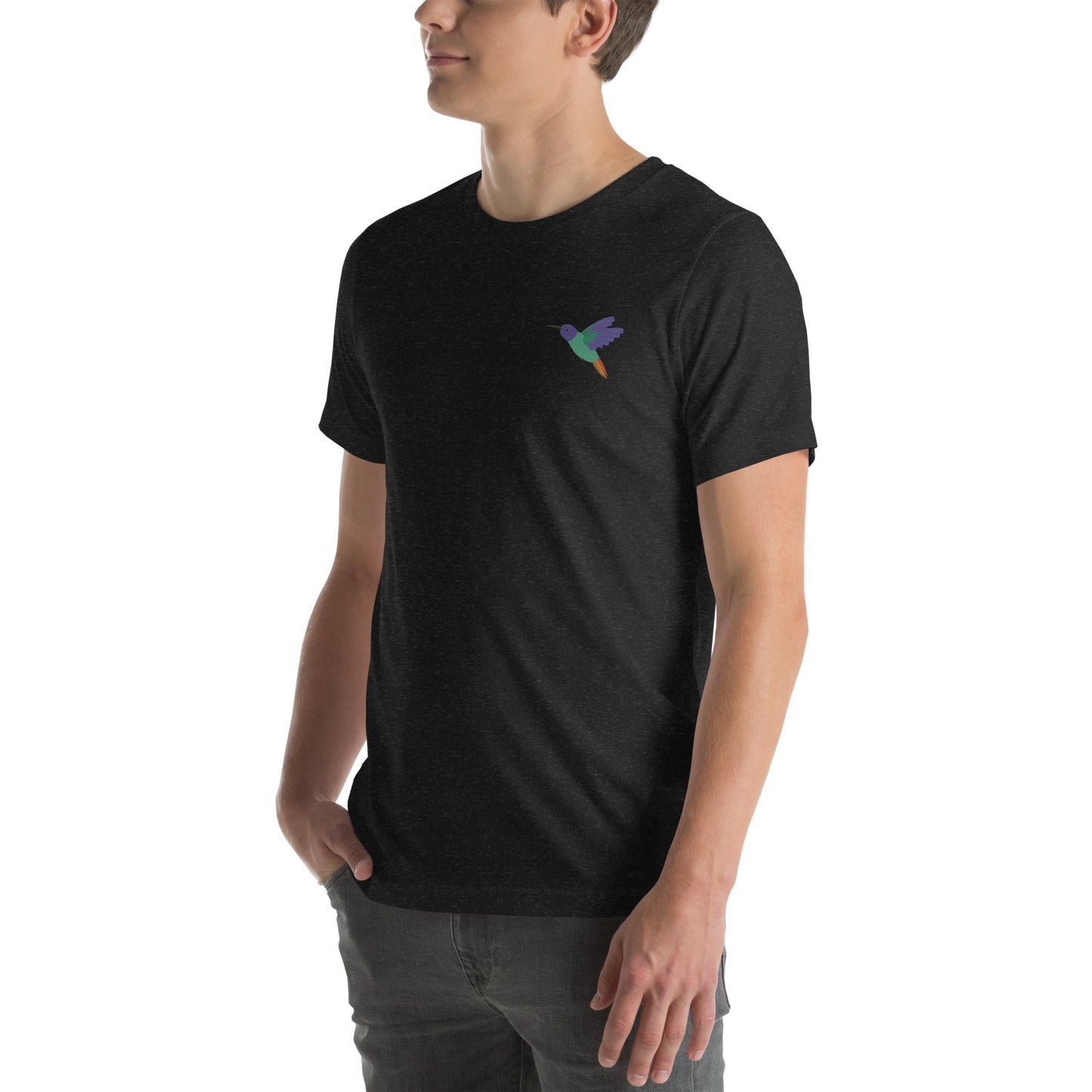 Hummingbird Cotton T-Shirt - Embroidered - Wildlife Soul Hummingbird Cotton T-Shirt - Embroidered