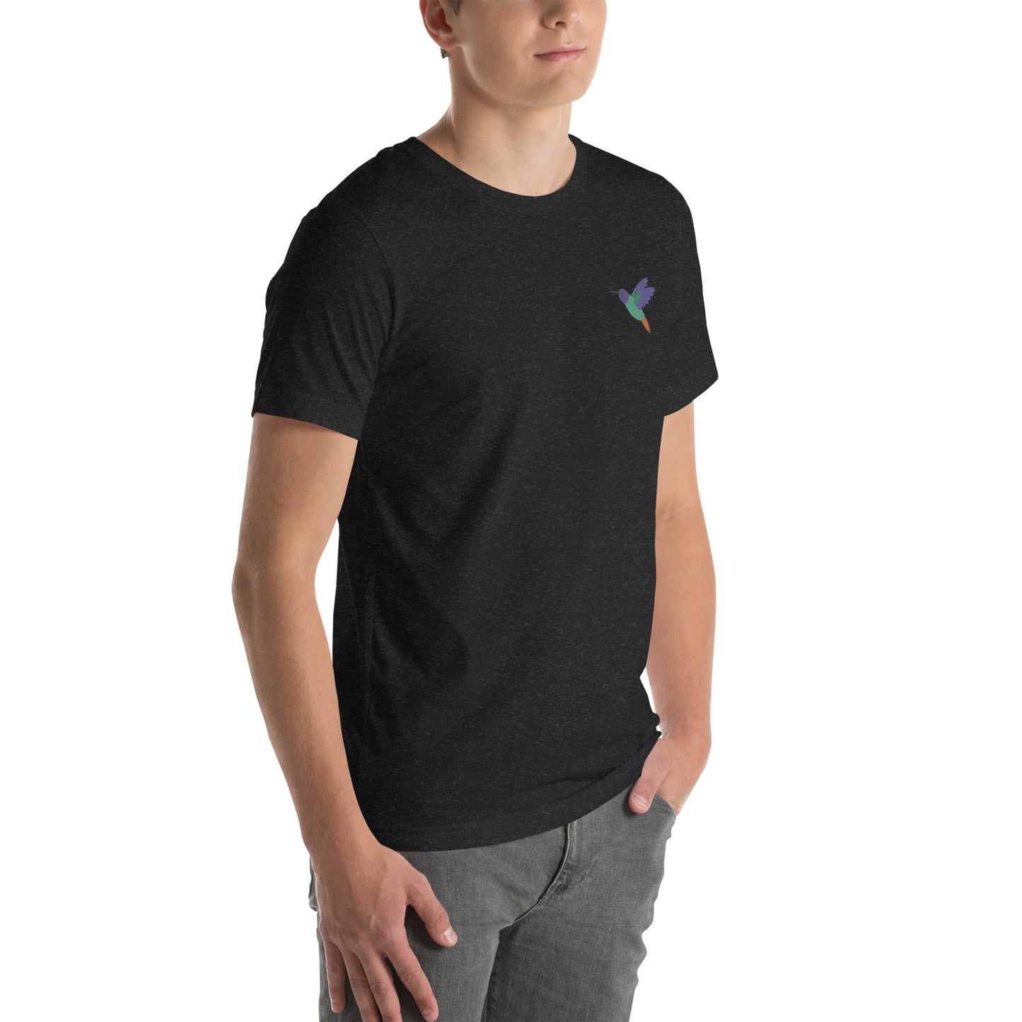 Hummingbird Cotton T-Shirt - Embroidered - Wildlife Soul Hummingbird Cotton T-Shirt - Embroidered
