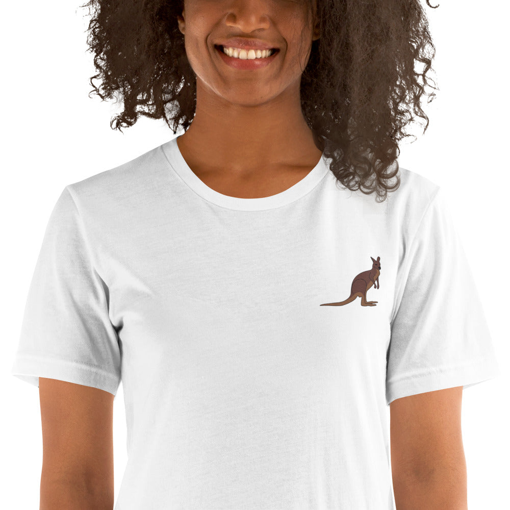 Kangaroo Cotton T-Shirt - Embroidered - Wildlife Soul Kangaroo Cotton T-Shirt - Embroidered