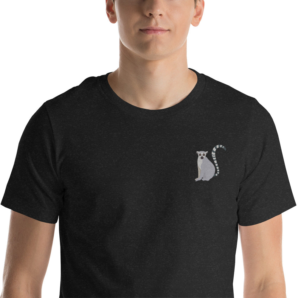 Lemur Cotton T-Shirt - Embroidered - Wildlife Soul Lemur Cotton T-Shirt - Embroidered