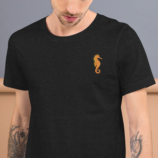 Seahorse Cotton T-Shirt - Embroidered - Wildlife Soul Seahorse Cotton T-Shirt - Embroidered