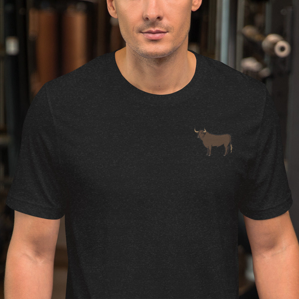 Bull Cotton T-Shirt - Embroidered - Wildlife Soul Bull Cotton T-Shirt - Embroidered