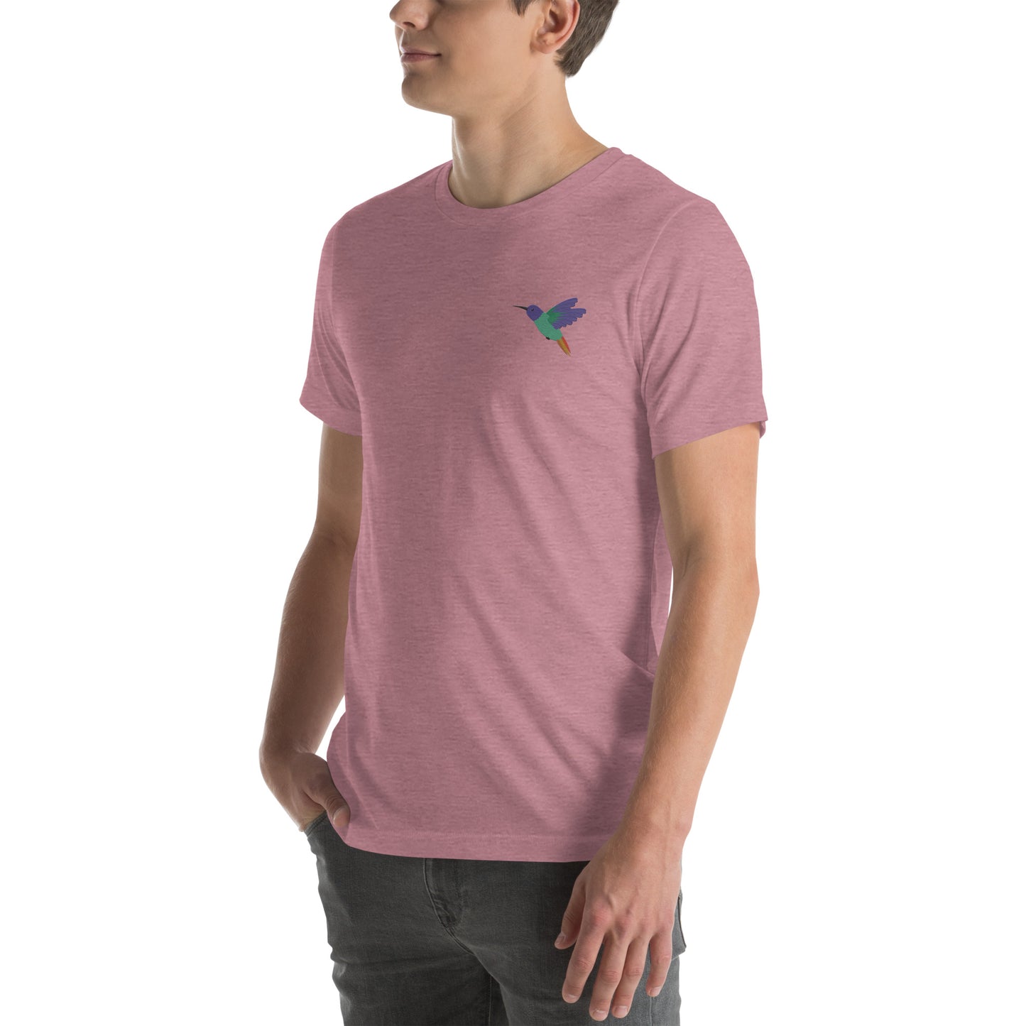 Hummingbird Cotton T-Shirt - Embroidered - Wildlife Soul Hummingbird Cotton T-Shirt - Embroidered