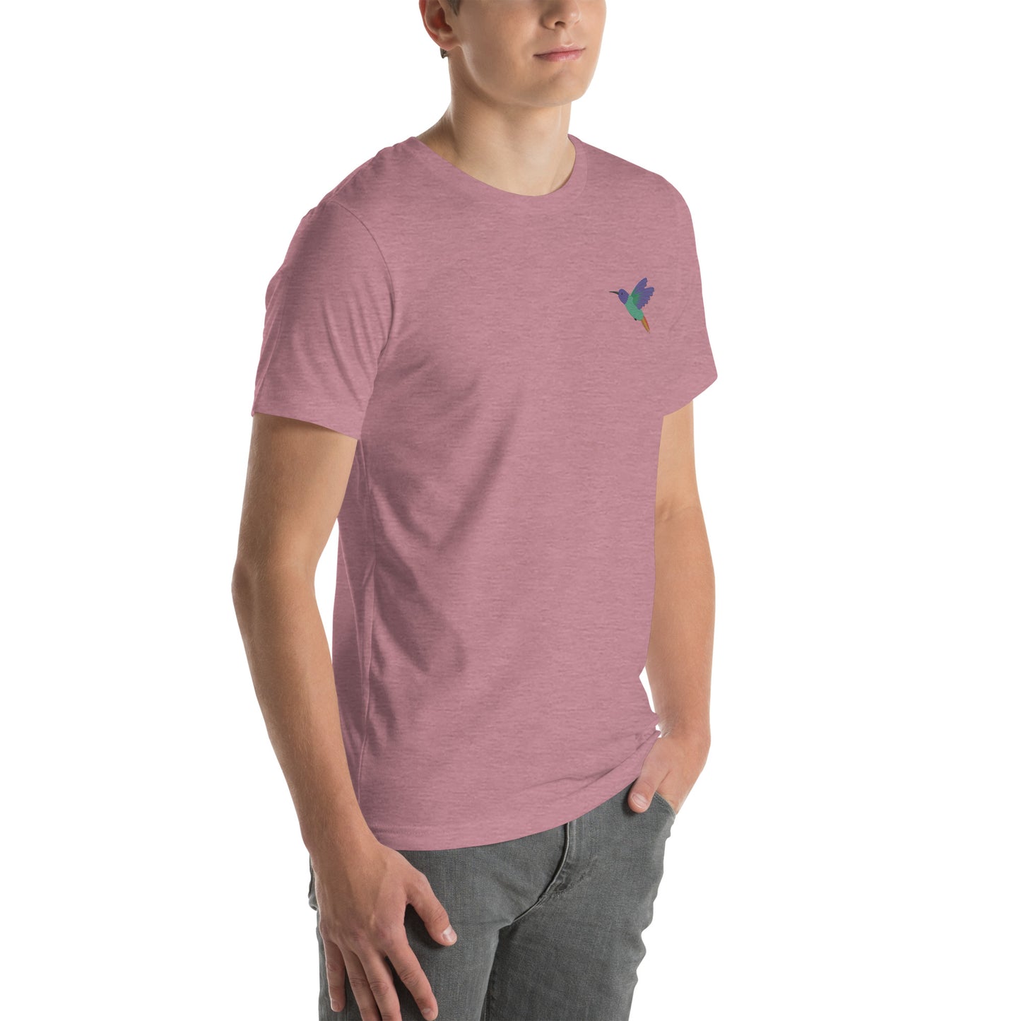 Hummingbird Cotton T-Shirt - Embroidered - Wildlife Soul Hummingbird Cotton T-Shirt - Embroidered