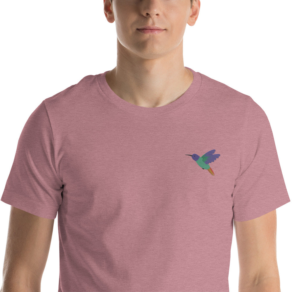 Hummingbird Cotton T-Shirt - Embroidered - Wildlife Soul Hummingbird Cotton T-Shirt - Embroidered