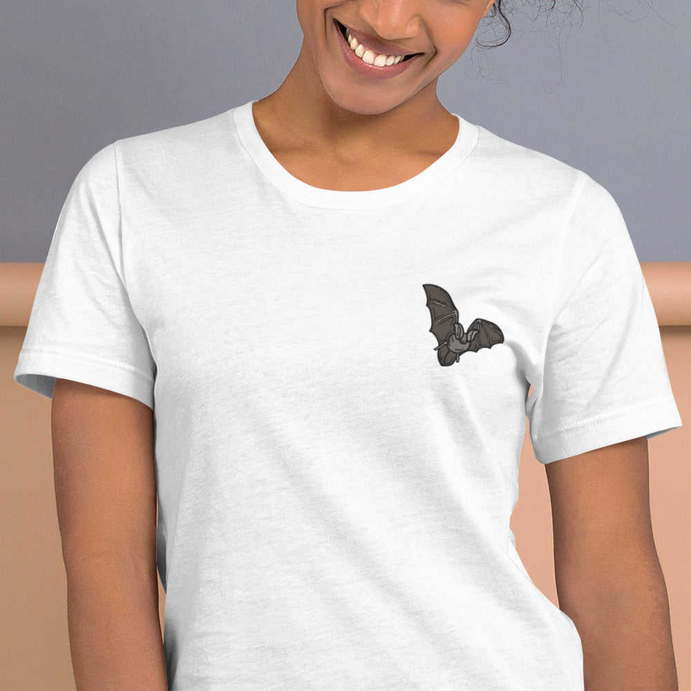 Bat Cotton T-Shirt - Embroidered - Wildlife Soul Bat Cotton T-Shirt - Embroidered