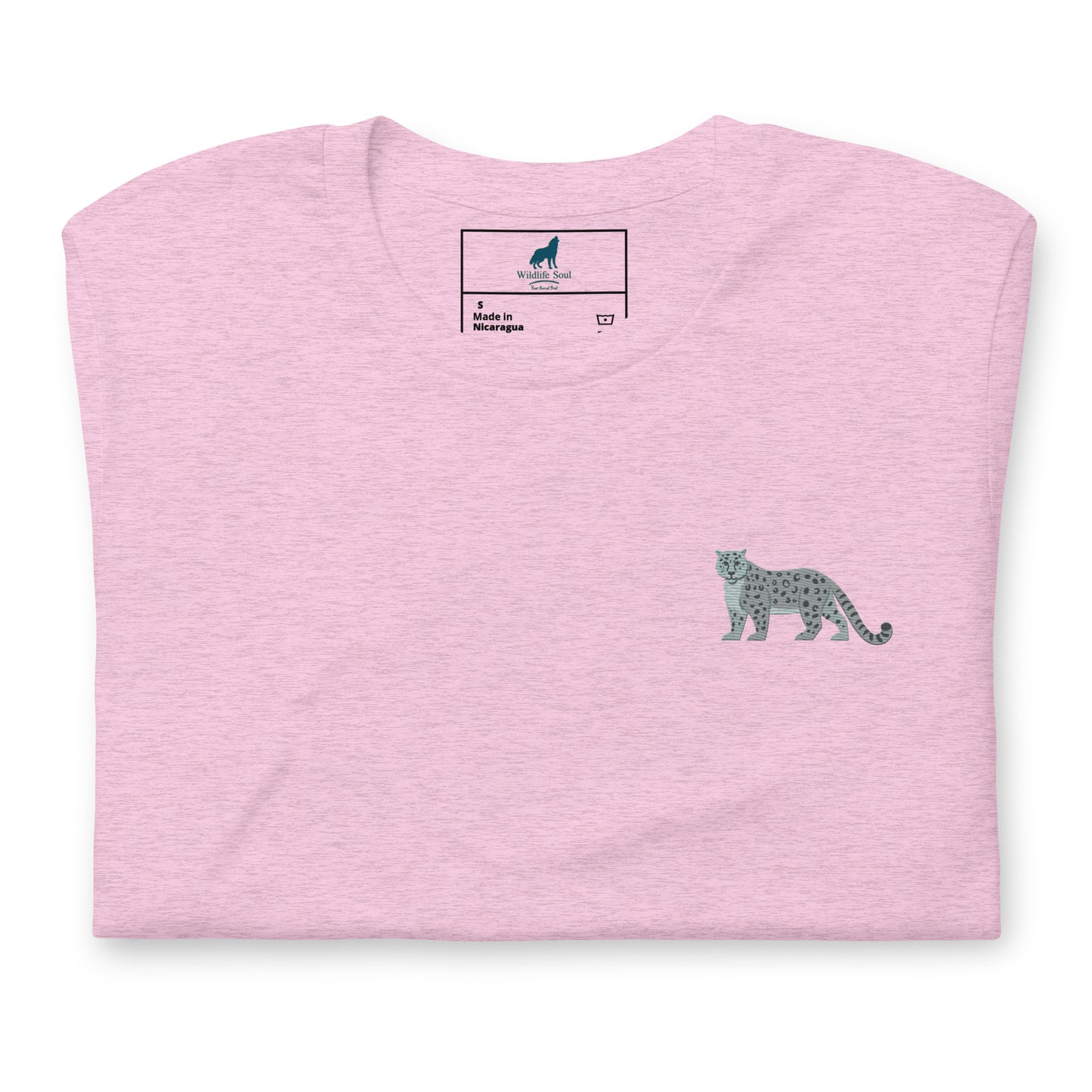 Snow leopard Cotton T-Shirt - Embroidered - Wildlife Soul Snow leopard Cotton T-Shirt - Embroidered