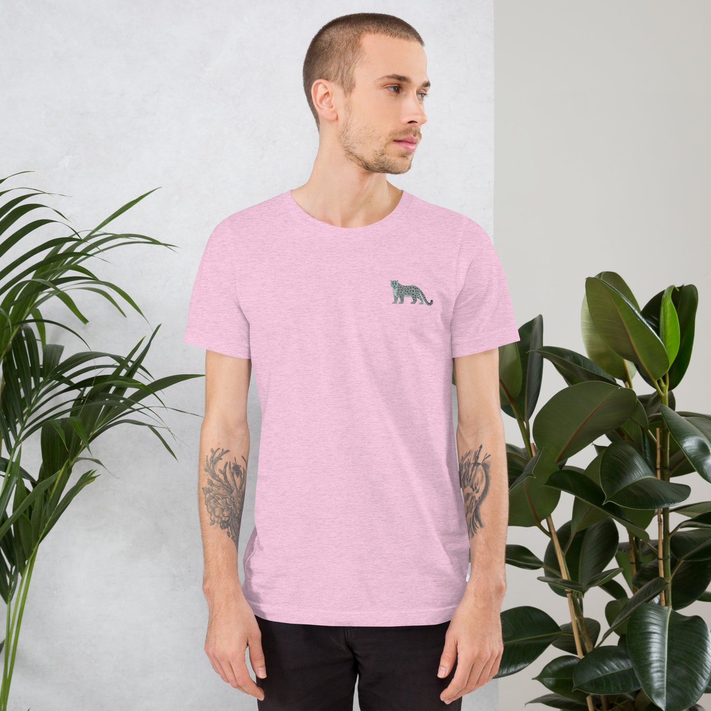 Snow leopard Cotton T-Shirt - Embroidered - Wildlife Soul Snow leopard Cotton T-Shirt - Embroidered