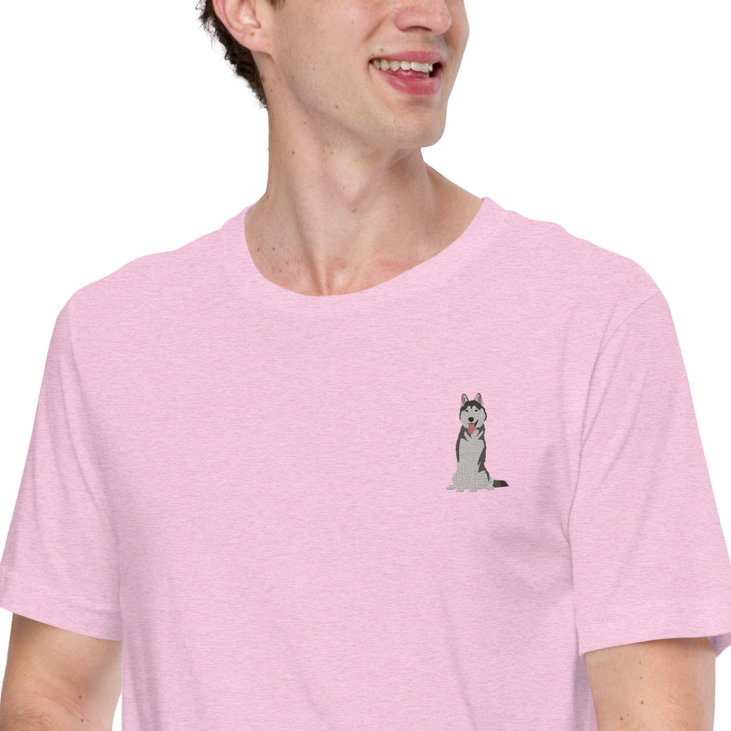 Siberian Husky Cotton T-Shirt - Embroidered - Wildlife Soul Siberian Husky Cotton T-Shirt - Embroidered