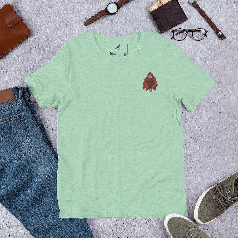 Orangutan Cotton T-Shirt - Embroidered - Wildlife Soul Orangutan Cotton T-Shirt - Embroidered