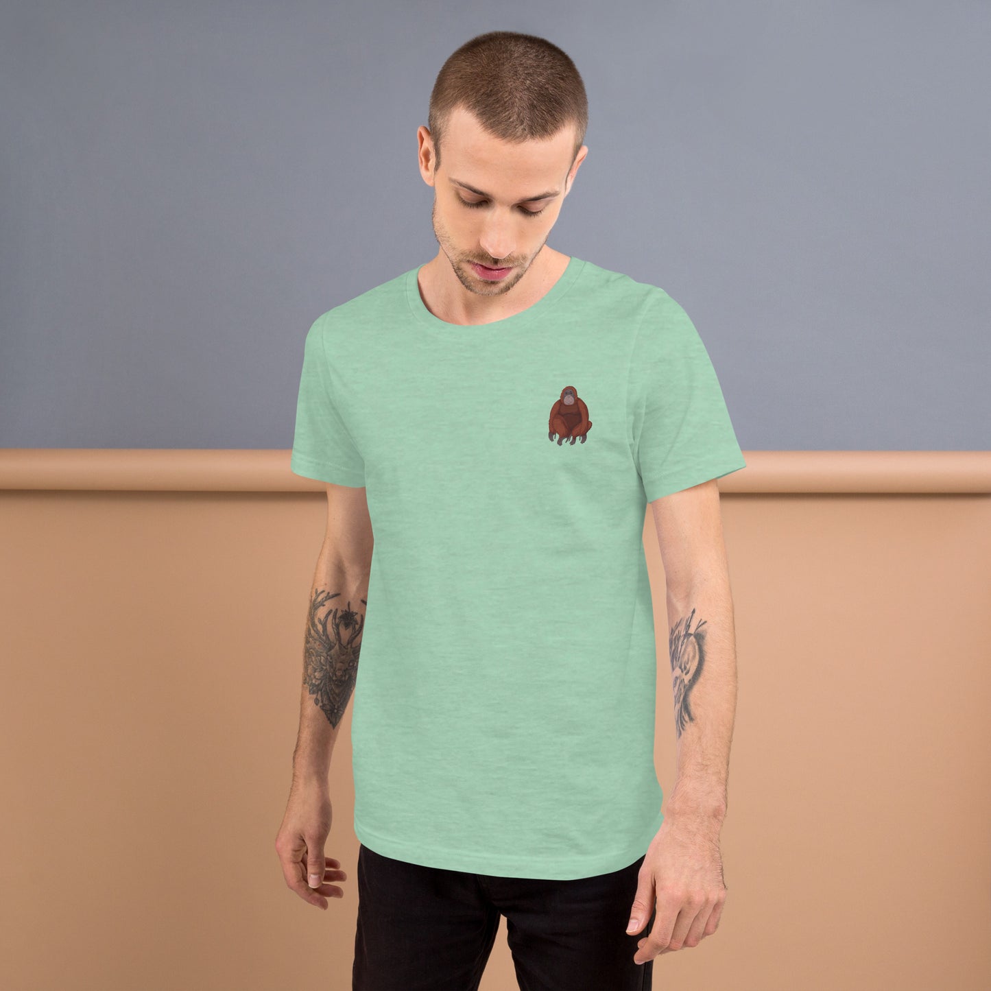 Orangutan Cotton T-Shirt - Embroidered - Wildlife Soul Orangutan Cotton T-Shirt - Embroidered