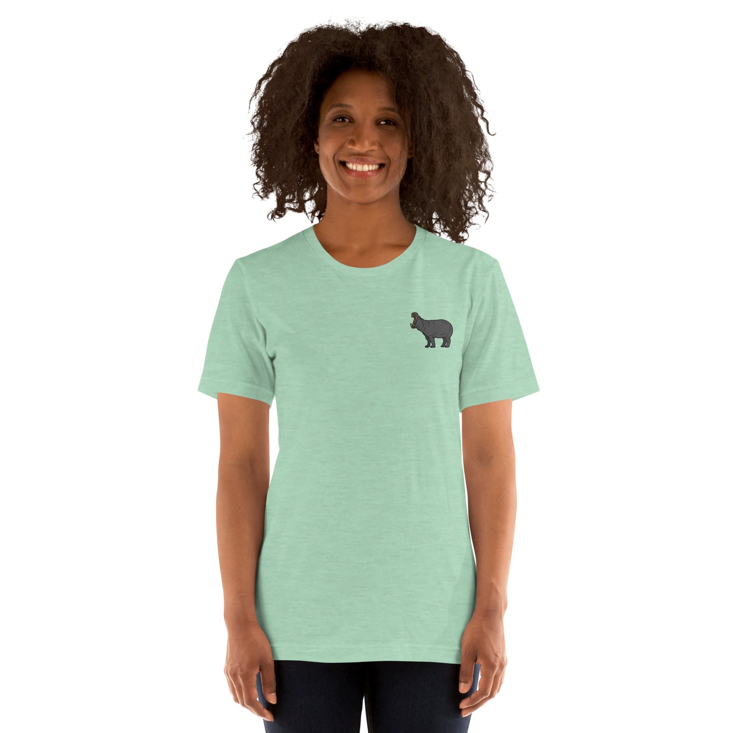 Hippopotamus Cotton T-Shirt - Embroidered - Wildlife Soul Hippopotamus Cotton T-Shirt - Embroidered