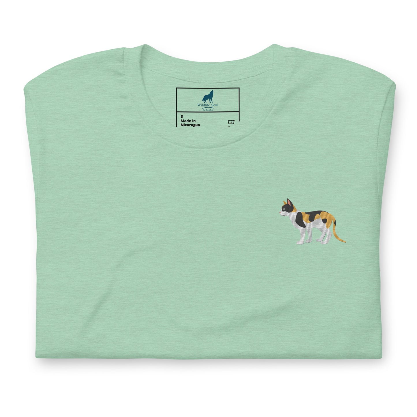 Cat Cotton T-shirt - Embroidered - Wildlife Soul Cat Cotton T-shirt - Embroidered