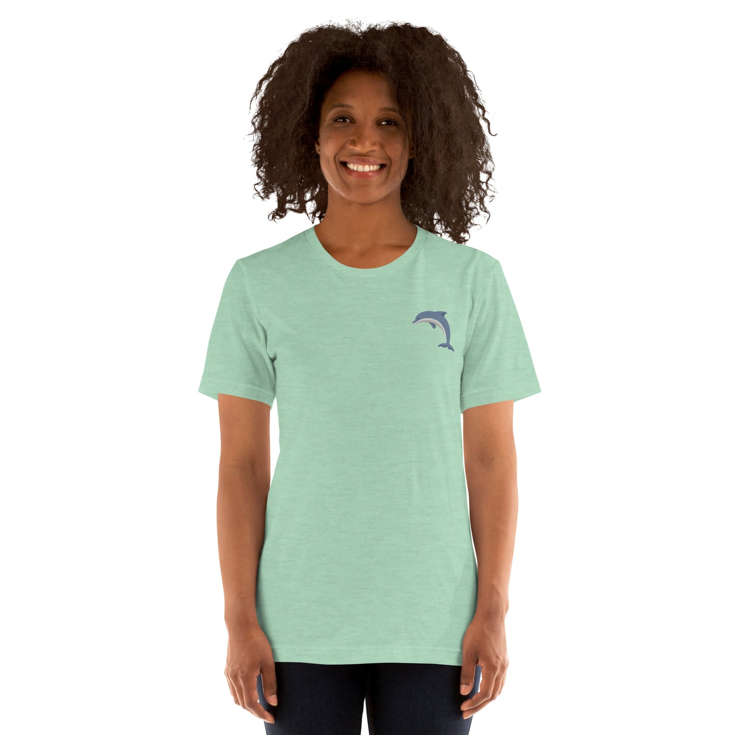Dolphin Cotton T-Shirt - Embroidered - Wildlife Soul Dolphin Cotton T-Shirt - Embroidered