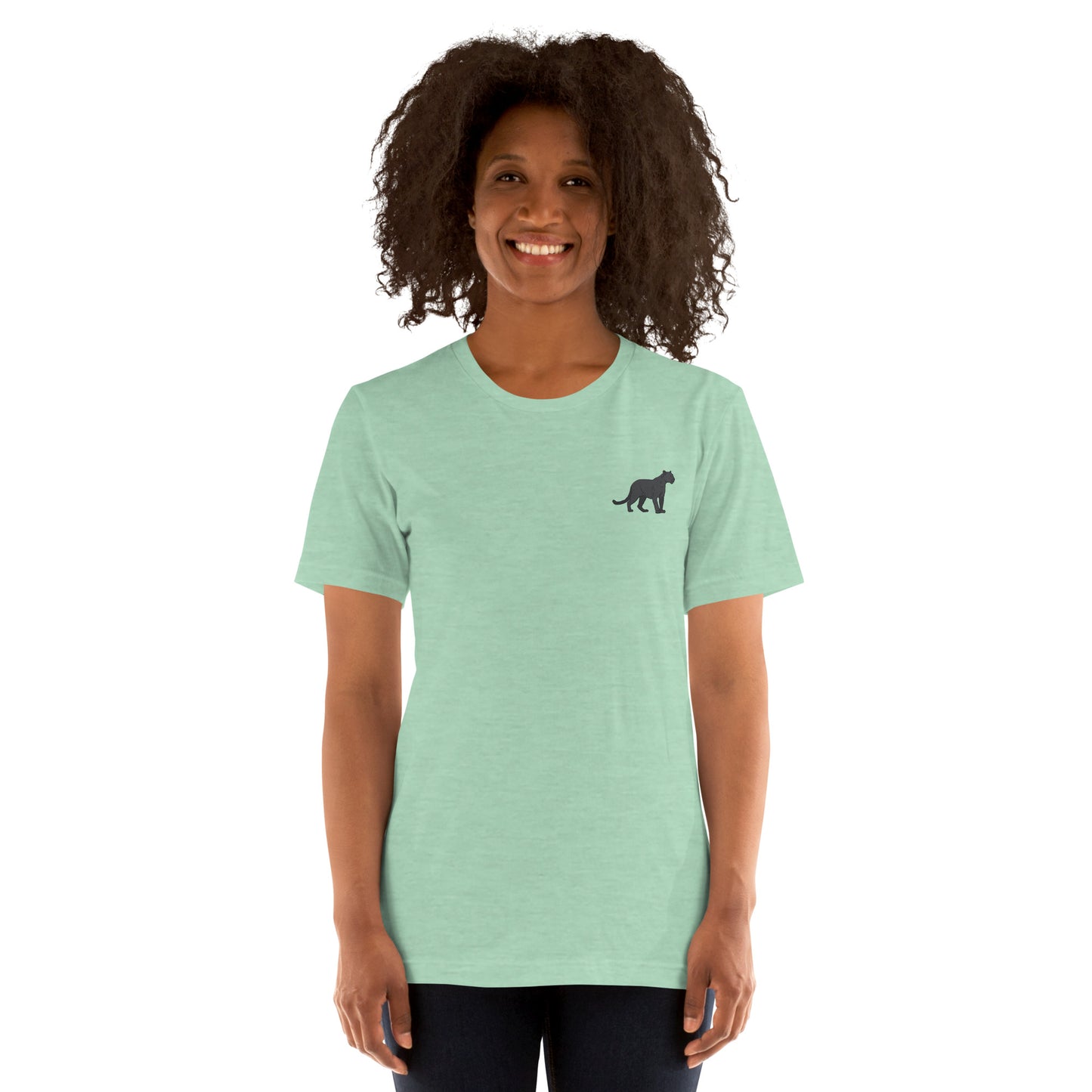 Panther Cotton T-Shirt - Embroidered - Wildlife Soul Panther Cotton T-Shirt - Embroidered