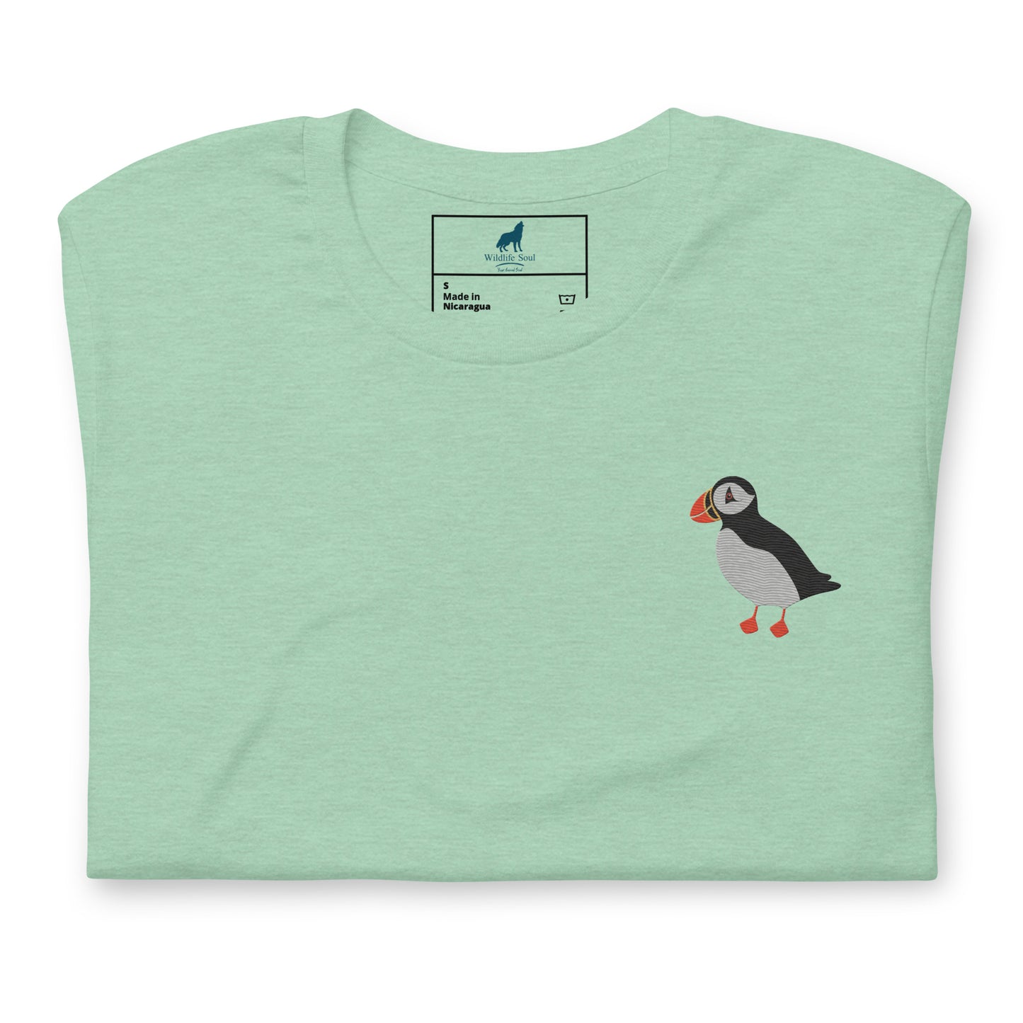 Puffin Cotton T-Shirt - Embroidered - Wildlife Soul Puffin Cotton T-Shirt - Embroidered