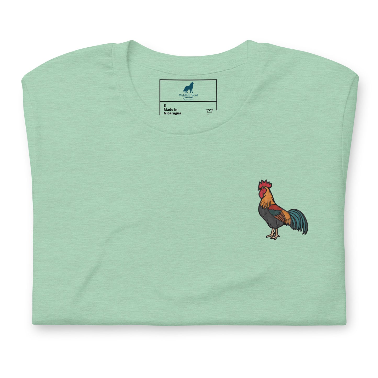 Rooster Cotton T-Shirt - Embroidered - Wildlife Soul Rooster Cotton T-Shirt - Embroidered