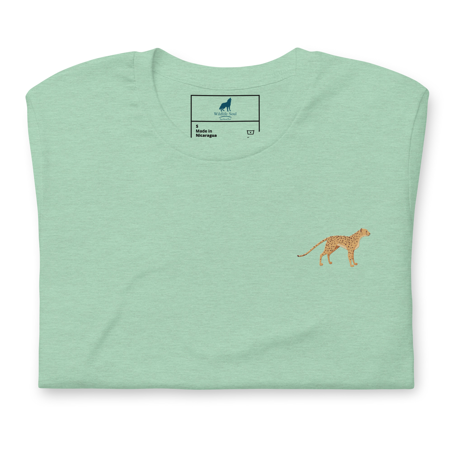 Cheetah Cotton T-Shirt - Embroidered - Wildlife Soul Cheetah Cotton T-Shirt - Embroidered